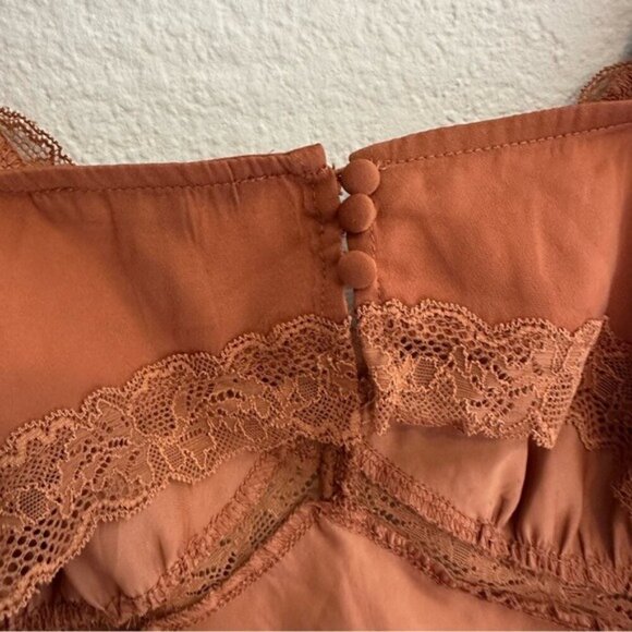 Forever 21 XL Brown Slip Dress Lace Detail Cut-Out Back Sleeveless Y2K Aesthetic - Picture 10 of 12